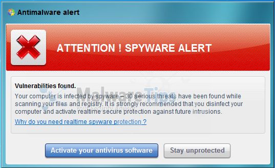 [Image: Antimalware Spyware Alert]