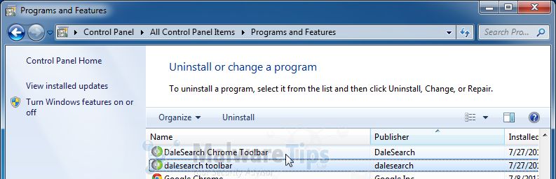 [Image: Uninstall the BuenoSearch.com programs]