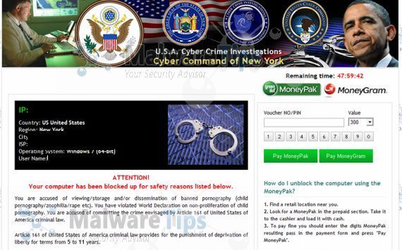 [Image: Cyber Command of New York MoneyPak virus]