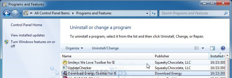 [Image: Uninstall Energy Community Toolbar from Windows]