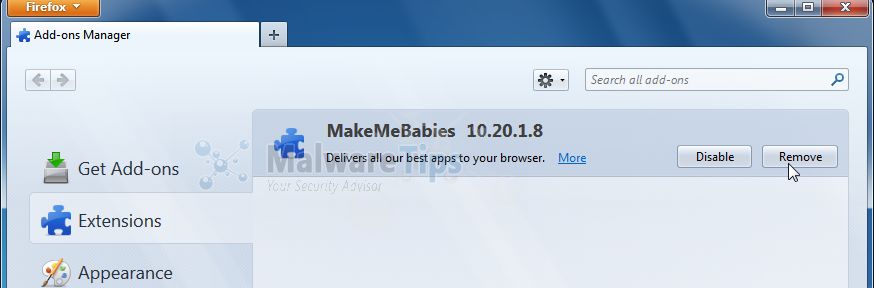 [Изображение: расширение Firefox для панели инструментов MakeMeBabies]