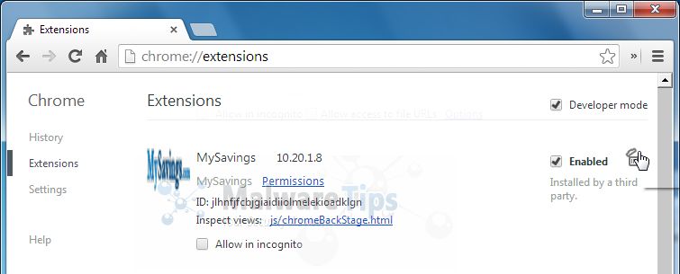 [Image: MySavings Toolbar Chrome extension]