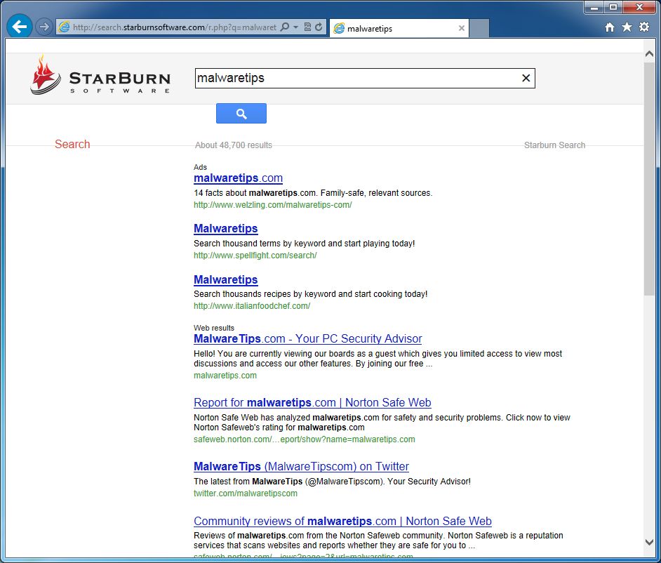 [Image: Search.Starburnsoftware.com redirect]