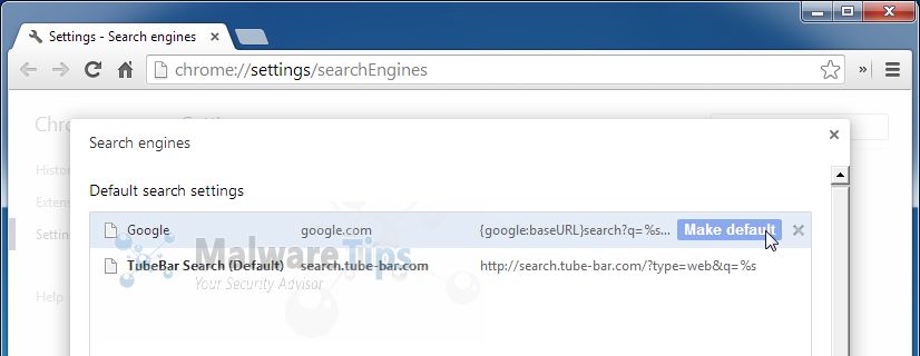 [Image: TubeBar Search Chrome redirect]