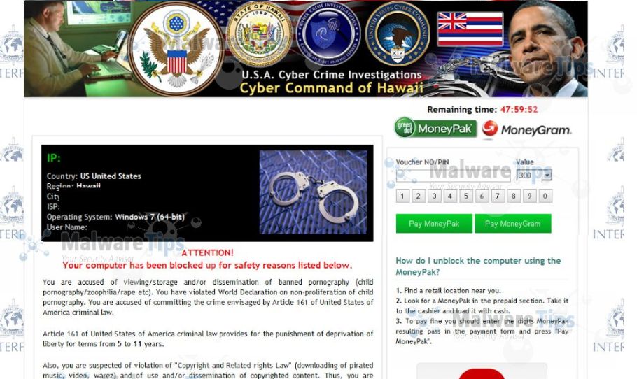[Image: U.S.A. Cyber Crime Investigations MoneyPak virus]