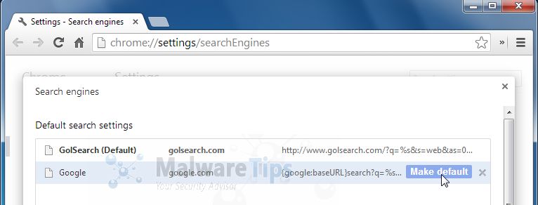 [Image: GolSearch.com Chrome redirect]