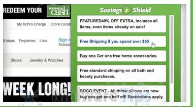 [Image: Savings Shield pop-up virus]