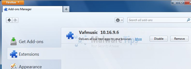 [Изображение: расширение VAF Music Toolbar для Firefox]
