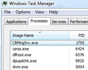 CltMngSvc.exe running in Windows Virus