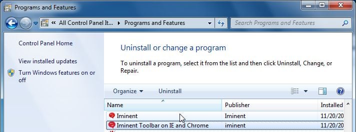 [Image: Uninstall Umbrella.exe malicious programs from Windows]