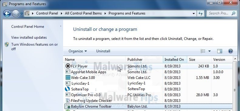 [Image: Uninstall SolteraTop program from Windows]