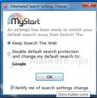 [Image: MyStart Search Protection malware]