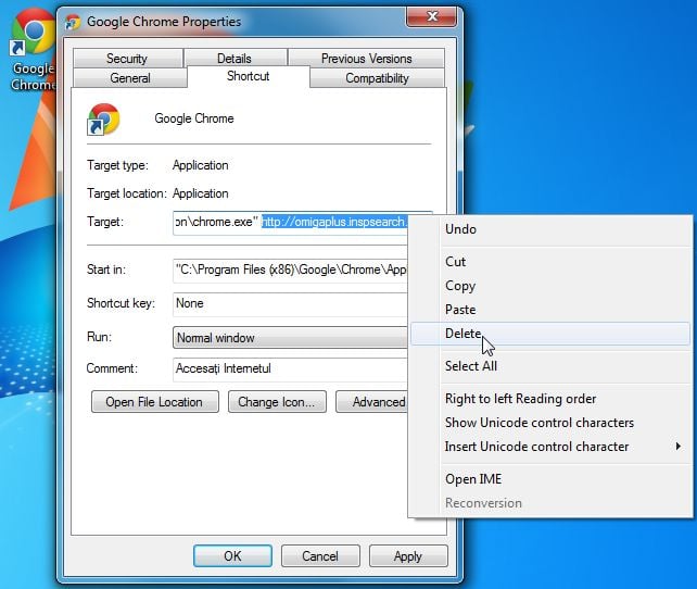 [Image: OmigaPlus.inspsearch.com shortcut hijack]