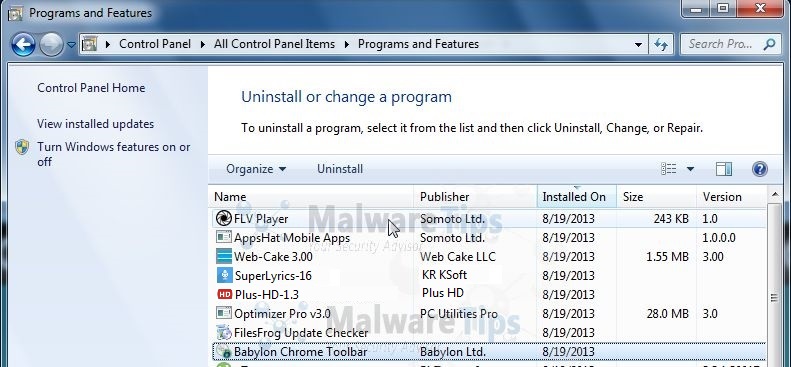 [Image: Uninstall Ywi.jsst.net malicious programs from Windows]