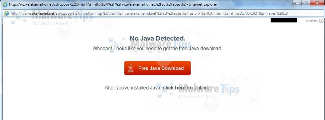 [Image: No Java Detected pop-up virus]