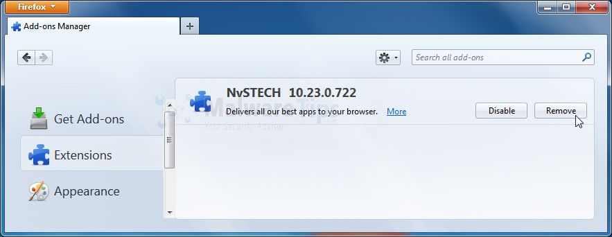 [Image: NvSTECH Toolbar Firefox extension]