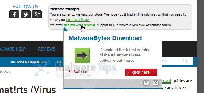 [Image: PitiSoft.com pop-up virus]