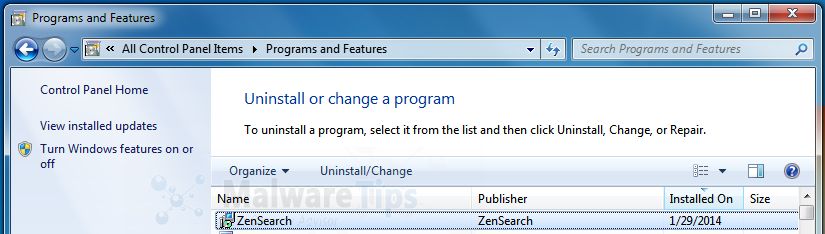 [Image: Uninstall ZenSearch from Windows]