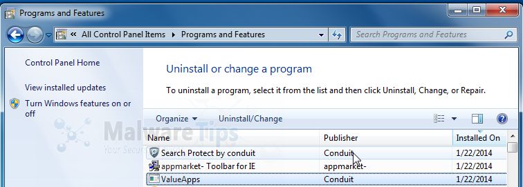 [Image: Uninstall AppMarket Toolbar from Windows]