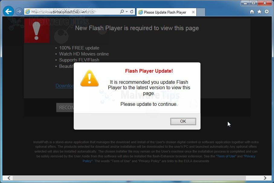 Image: Adobe Flash Player Update - Windows Scam