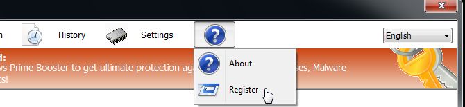 [Image: Click on the question mark and select Register]