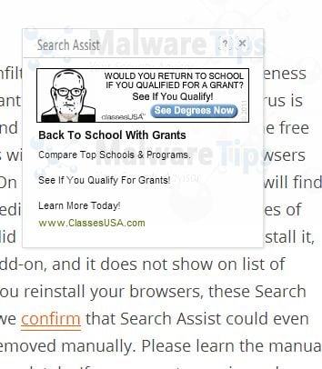 [Image: Search Assist pop-up ads]