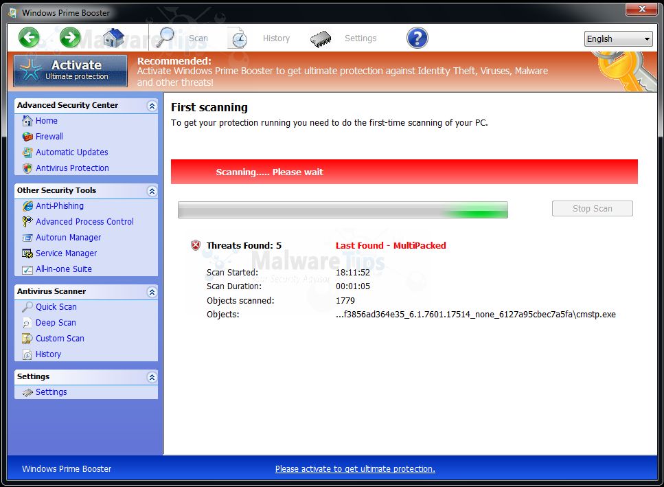[Image: Windows Prime Booster virus]