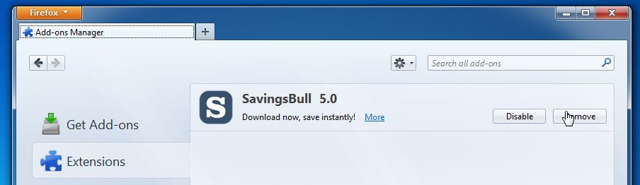 [Image: SavingsBull 5.0 Firefox extension]