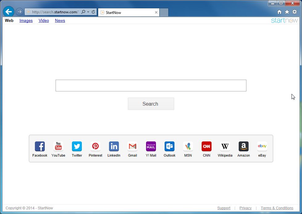 Image: Chrome browser is redirected to Search.startnow.com
