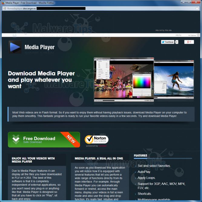 [Image: flvmediaplayer.descargar.es pop-up virus]