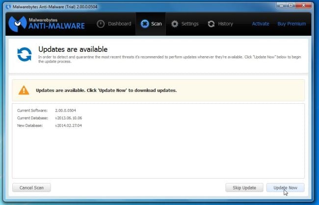 [Image: Click on Update Now to update Malwarebytes Anti-Malware]