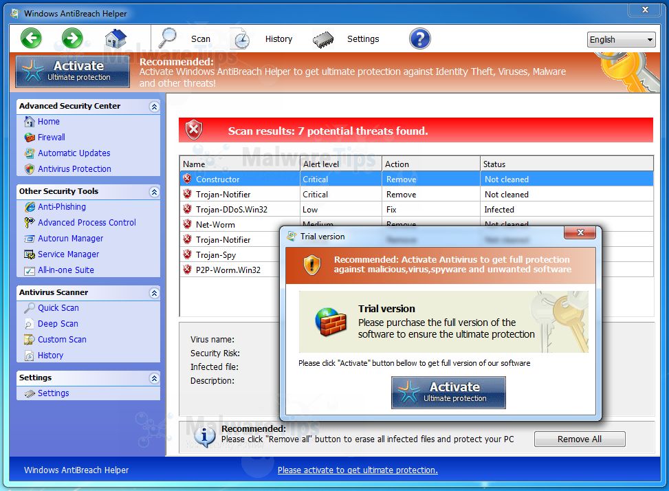 Picture of Windows AntiBreach Helper malware