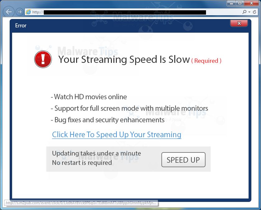 [Image: Your Streaming Speed Is Slow (Required) pop-up virus]