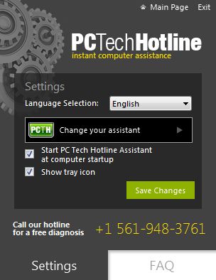 Picture of PCTechHotline pop-up virus