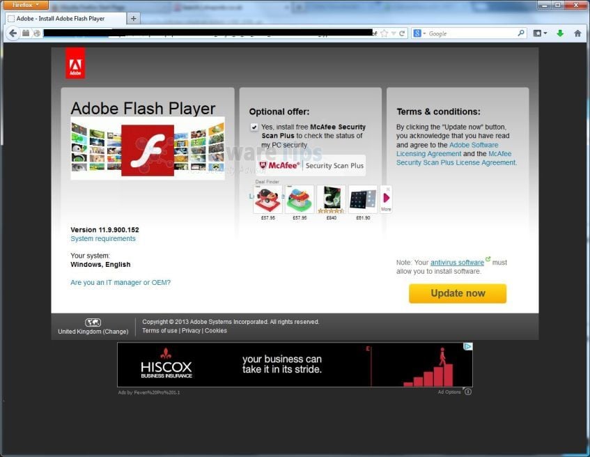 Picture of ad0be.flashs-player.us pop-up virus