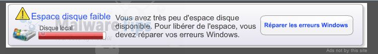 Picture of Espace disque faible virus