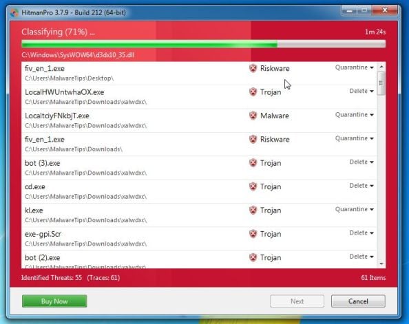 [Изображение: HitmanPro сканирует на наличие вируса FlashPlayer.Vodonet.net]