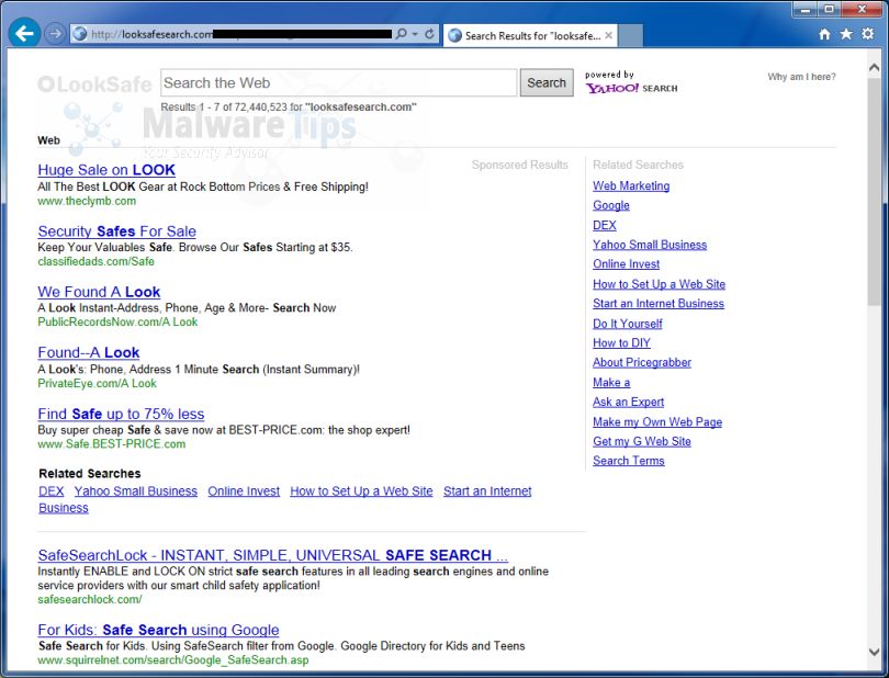 Picture of LookSafeSearch.com virus