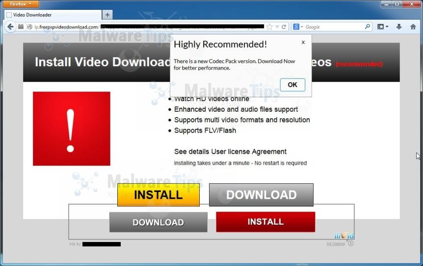 Picture of lp.freepspvideodownload.com pop-up virus