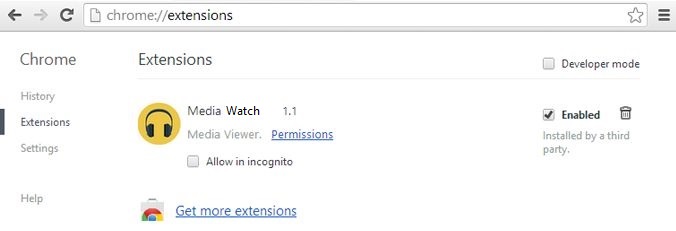 [Image: Media Watch 1.1 Chrome extension]