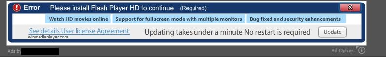 Picture of Please install Flash Player HD to continue virus