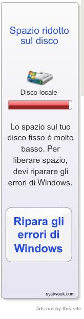 Spazio ridotto sul disco virus
