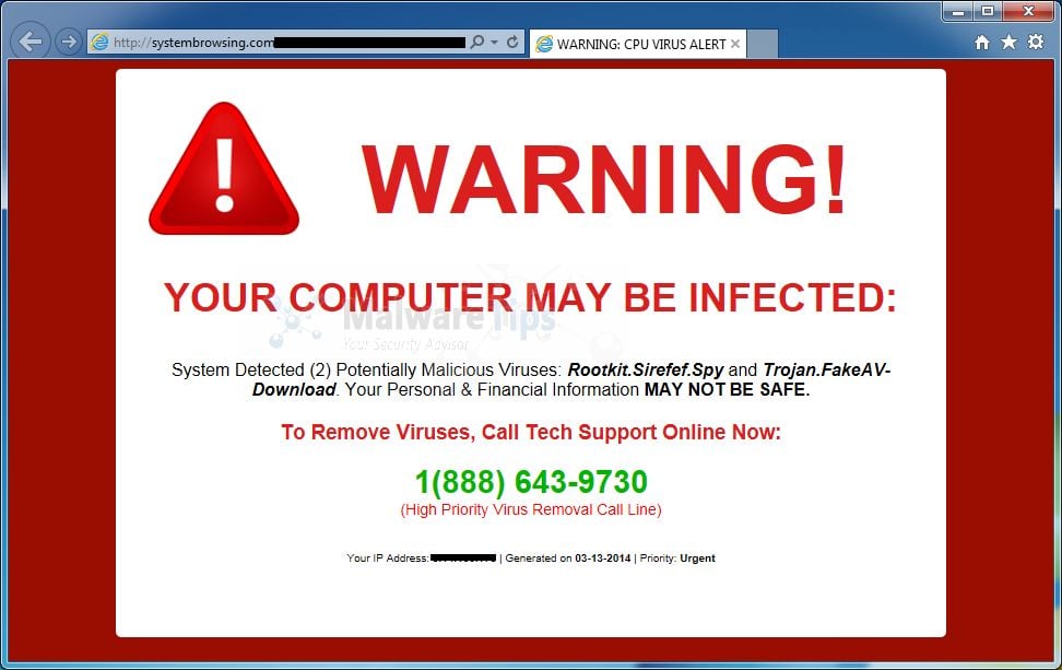 Fake virus warning pop-up: how to remove it