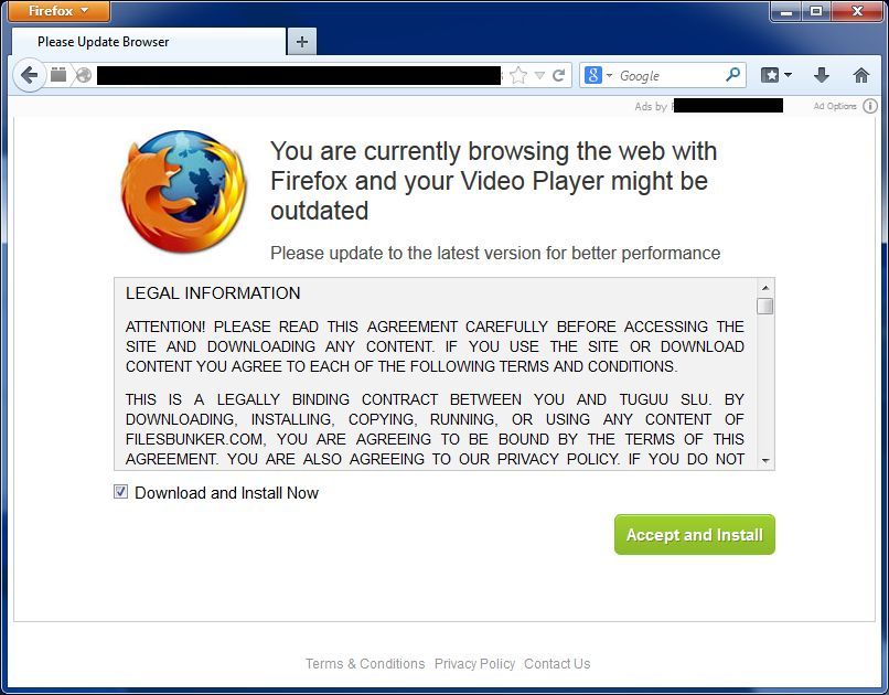 mozilla firefox browser infected popup