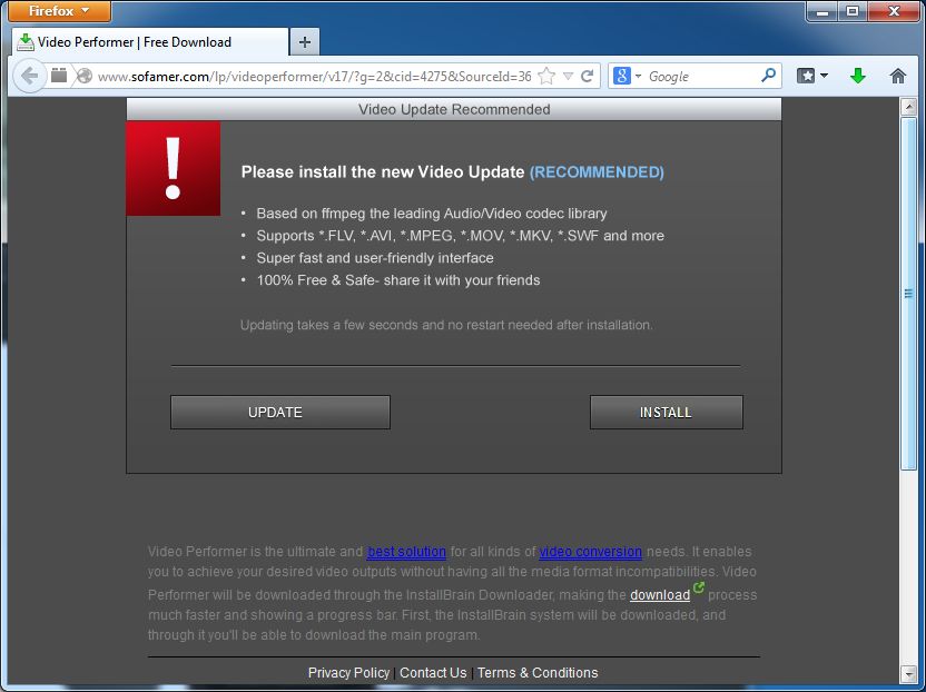 [Image: Sofamer.com popup virus]