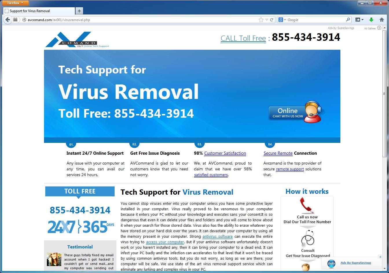 [Image: AvComand.com popup virus]