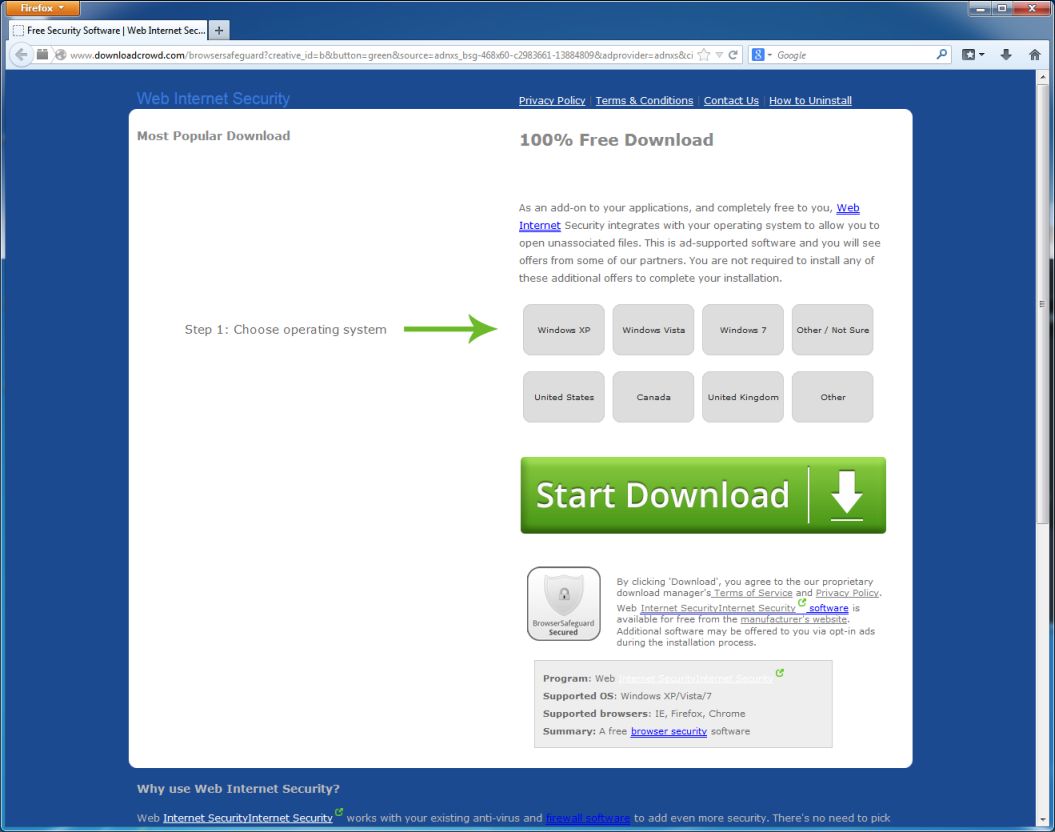 [Image: DownloadCrowd.com popup virus]