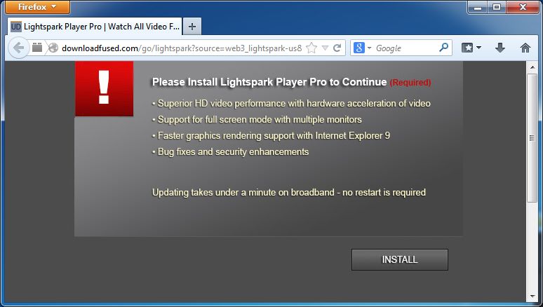 [Image: DownloadFused.com popup virus]