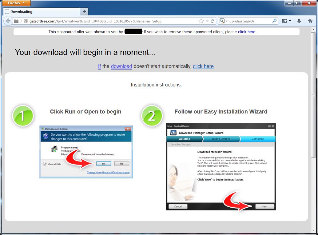 [Image: GetSoftFree.com popup virus]