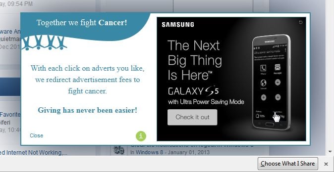 [Image: Together we fight Cancer popup virus]